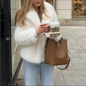 White Faux Fur women oversized thick winter shaggy Coat